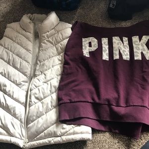 Women’s pink sweatshirt and vest